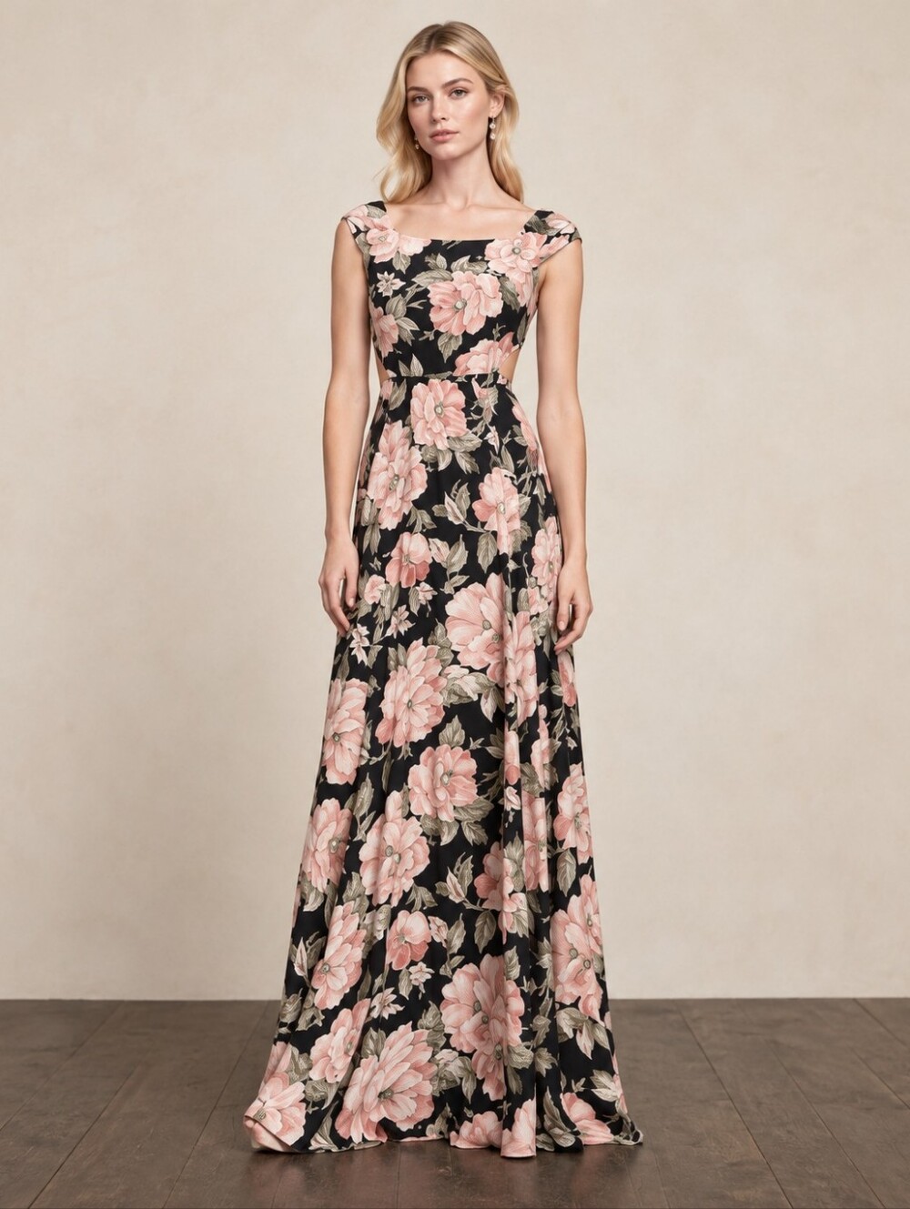Reformation Sera Dress Floral Maxi Cutout Back Black Pink Viscose Size 4